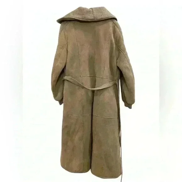 Vintage Morland's of England Long Lambskin & Suede Leather Women's Coat Sz 8 - Picture 2 of 14